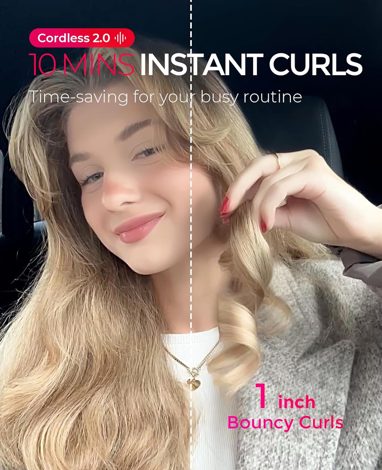 TYMO CurlGo Cordless Automatic Curling Iron – 1” Rechargeable Rotating Wand for Effortless Salon-Quality Beach Waves Anywhere