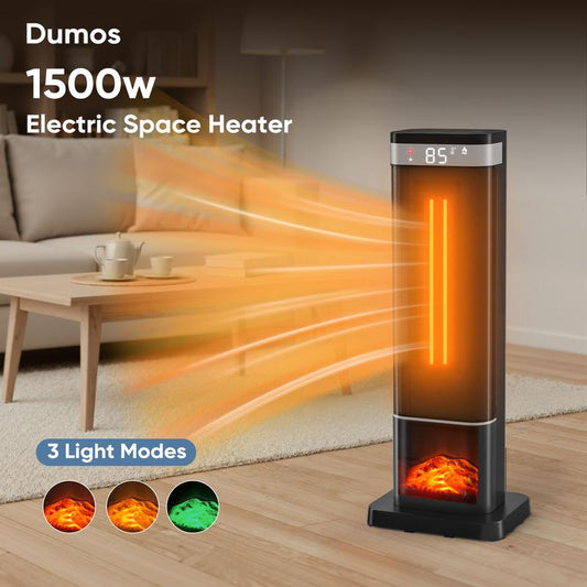 【Clearance Deal】24Inch Space Heaters for Indoor Use, Portable Heater with 3 Light Colors, Adjustable Thermostat with Remote, Tip-Over Protection up to 95°F, 60°Oscillation,Stop Operating 30 Seconds after the Power Is Cut Off.