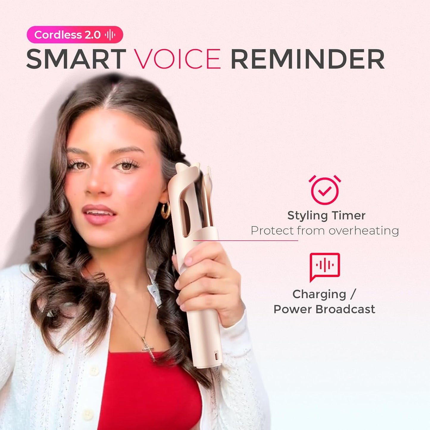 TYMO CurlGo Cordless Automatic Curling Iron – 1” Rechargeable Rotating Wand for Effortless Salon-Quality Beach Waves Anywhere