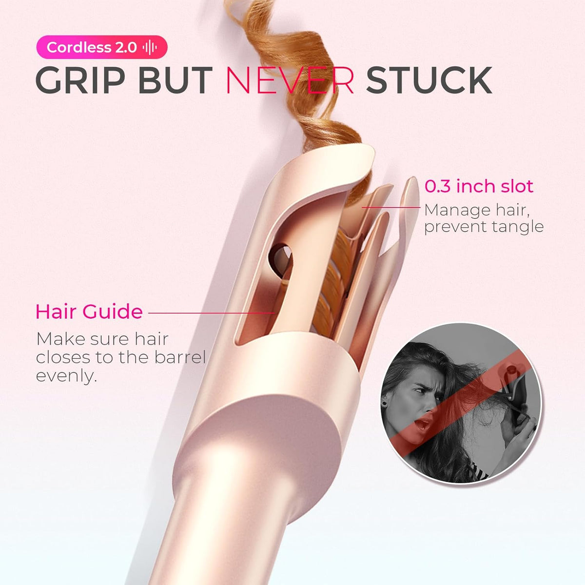 TYMO CurlGo Cordless Automatic Curling Iron – 1” Rechargeable Rotating Wand for Effortless Salon-Quality Beach Waves Anywhere